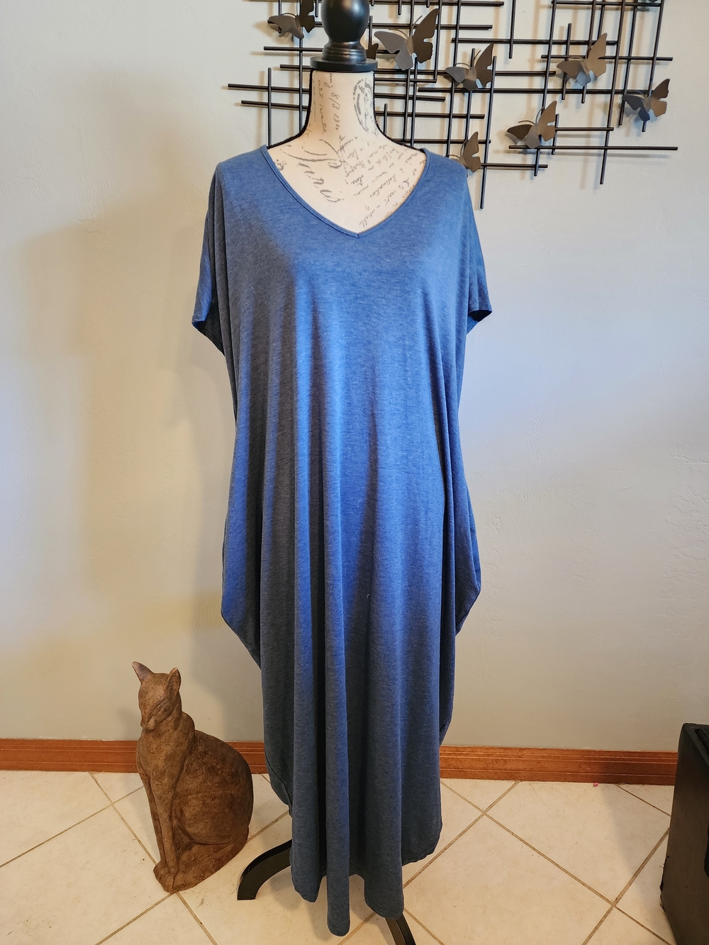 Blue V-Neck Maxi Dress